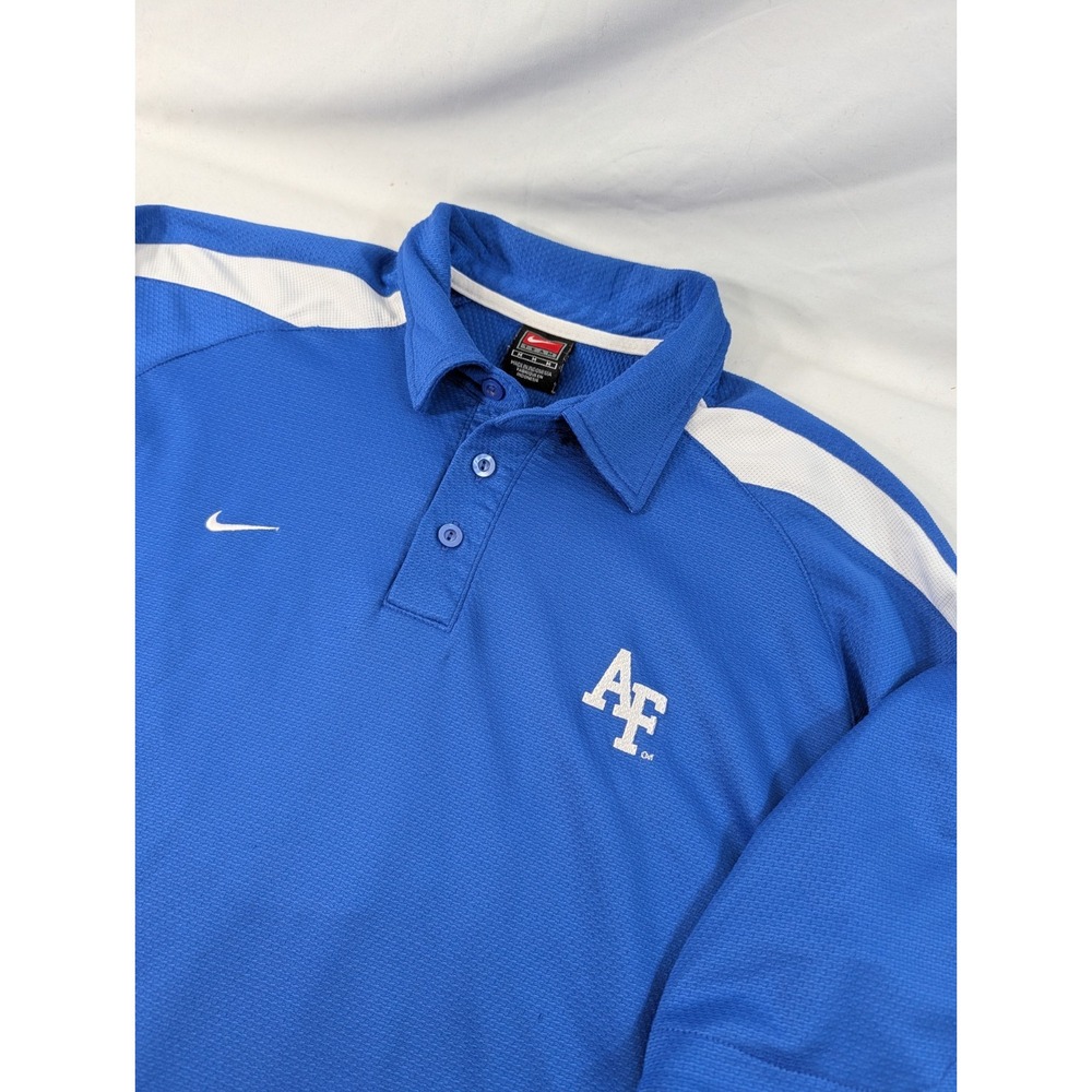 Vtg Nike Team Air Force Polo Shirt Medium Blue NCAA Football Golf Sphere Dry
